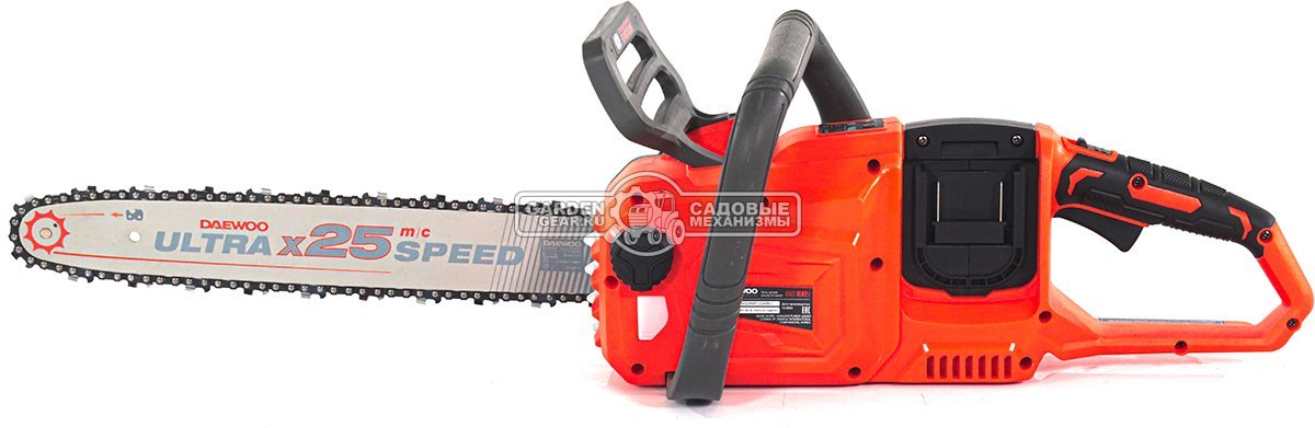 Пила аккумуляторная цепная Daewoo DACS 1642Li 16" SET с 2xАКБ 5 А/ч и ЗУ (PRC, BL 2х21В, натяжение цепи без инструмента, 3/8"-1.1-57E, 4.65 кг)