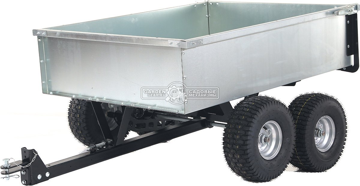 Тележка - прицеп ZimAni GT410x4 Stainless steel 500 4WD для садовых тракторов, с механизмом опрокидывания (4 колеса, оцинкованной сталь, 500 кг)