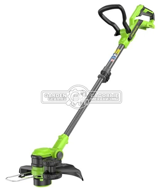 Триммер аккумуляторный GreenWorks G24LT301 с АКБ 2 А/ч и ЗУ (PRC, 24В, леска 1.65 мм один выход + пласт. нож, телескопическая штанга, 2.4 кг)