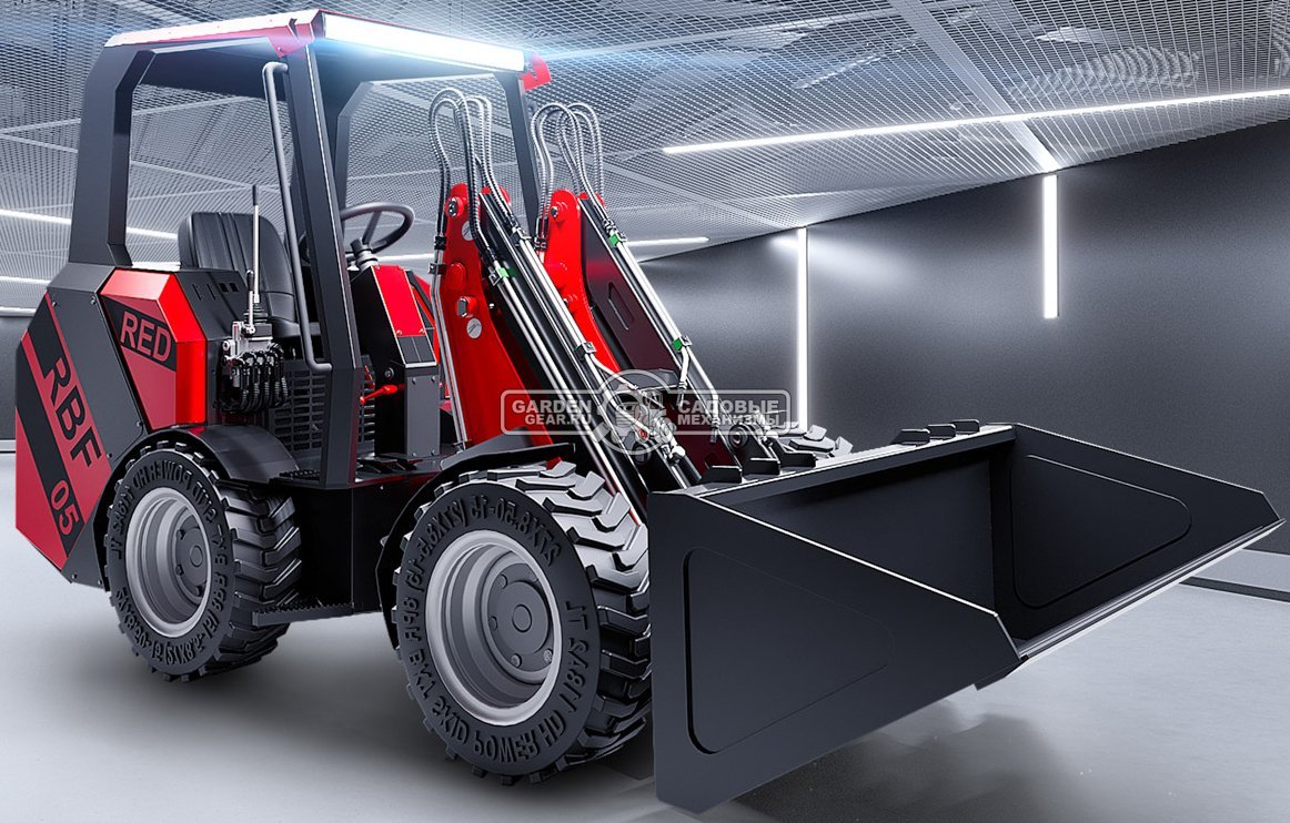 Мини-погрузчик шарнирно сочленённый RED RBF-05 с открытой кабиной Lifan 37 л.с., грузоподъемность до 1000 кг., ковш 300 л., 1600 кг.