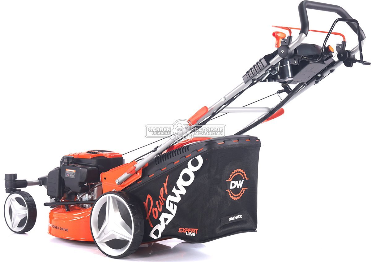 Газонокосилка бензиновая Daewoo DLM 5100SVRE с рояльными колесами и эл.запуском (PRC, 50 см, Daewoo 190 см3, вариатор, 70 л, сталь, 4 в 1, 35.4 кг)