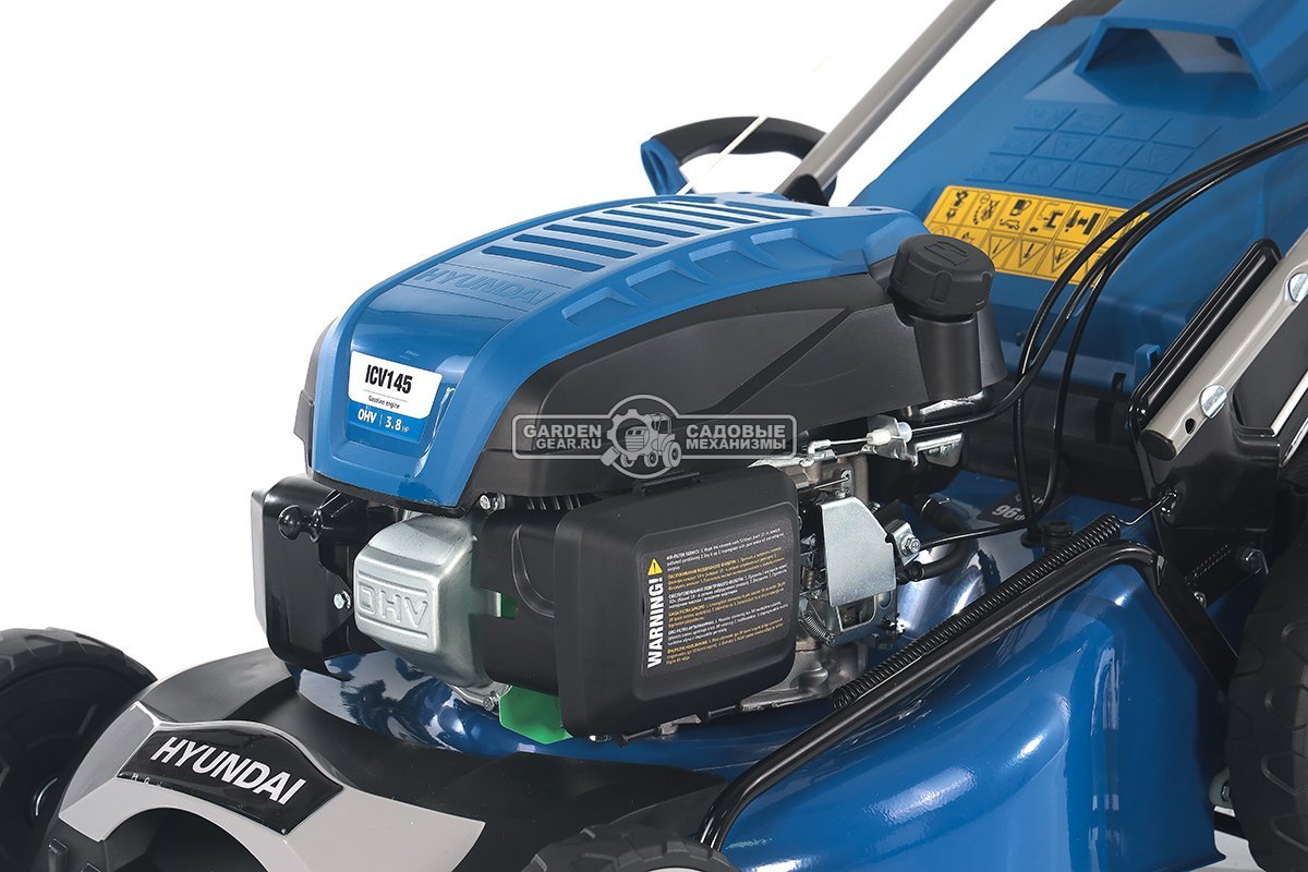 Газонокосилка бензиновая Hyundai L 4610S (PRC, 46 см, Hyundai, 145 см3, 65 л, сталь, 3 в 1, 33.8 кг)