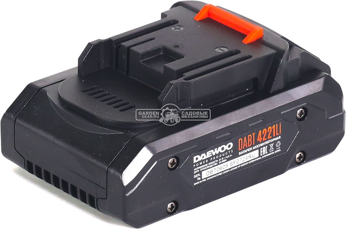 Аккумулятор Daewoo DABT 4221Li (PRC, Li-Ion, 21В, 4.0 А/ч, 0.52 кг, элементы 21700)