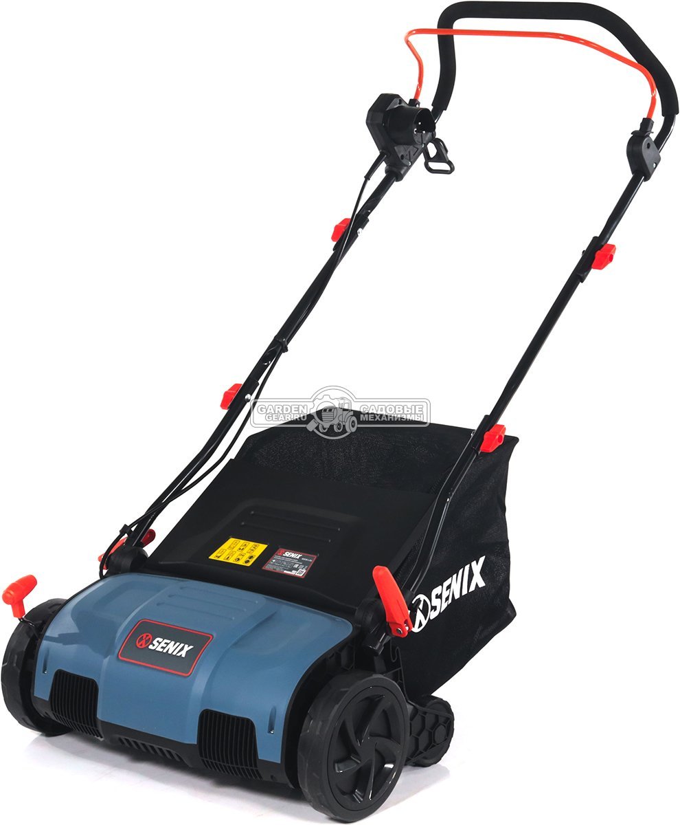 Вертикуттер - аэратор электрический Senix SCE16-L-EU (PRC, 1600 Вт, 38 см, ножи + пружины, пластик, 50 л, 8.1 кг)