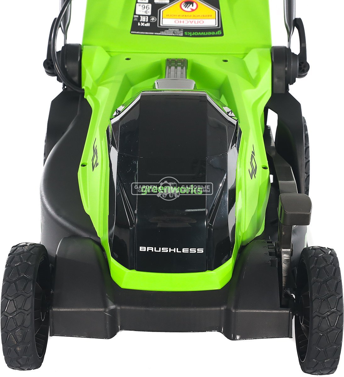 Газонокосилка аккумуляторная GreenWorks GD40LM361 без АКБ и ЗУ (PRC, BL 40В, 36 см, пластик, мульчирование, 40 л, 13 кг)