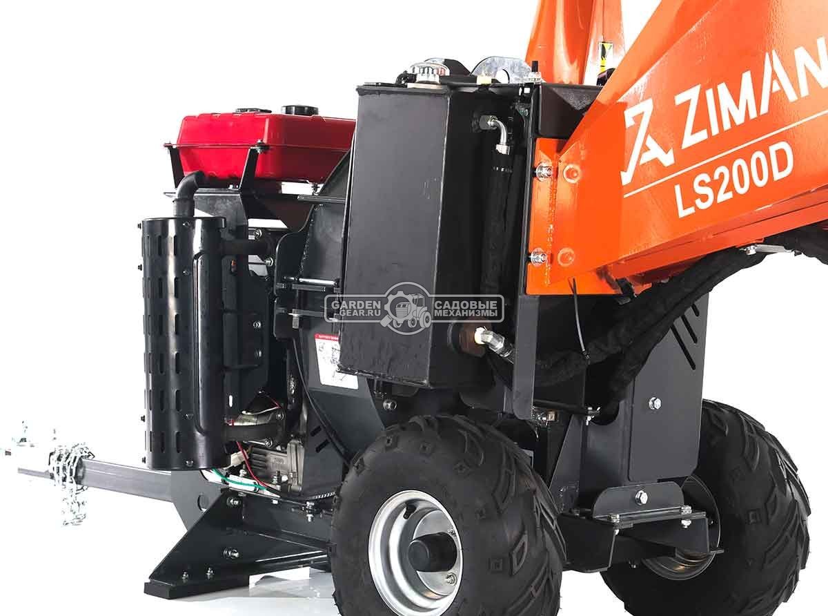 Измельчитель веток ZimAni LS 200 D (PRC, Loncin 764 куб.см., 30 л.с., с эл.старт, вал подачи, дисковый, ветки до 200 мм, одноосный прицеп, 415 кг)