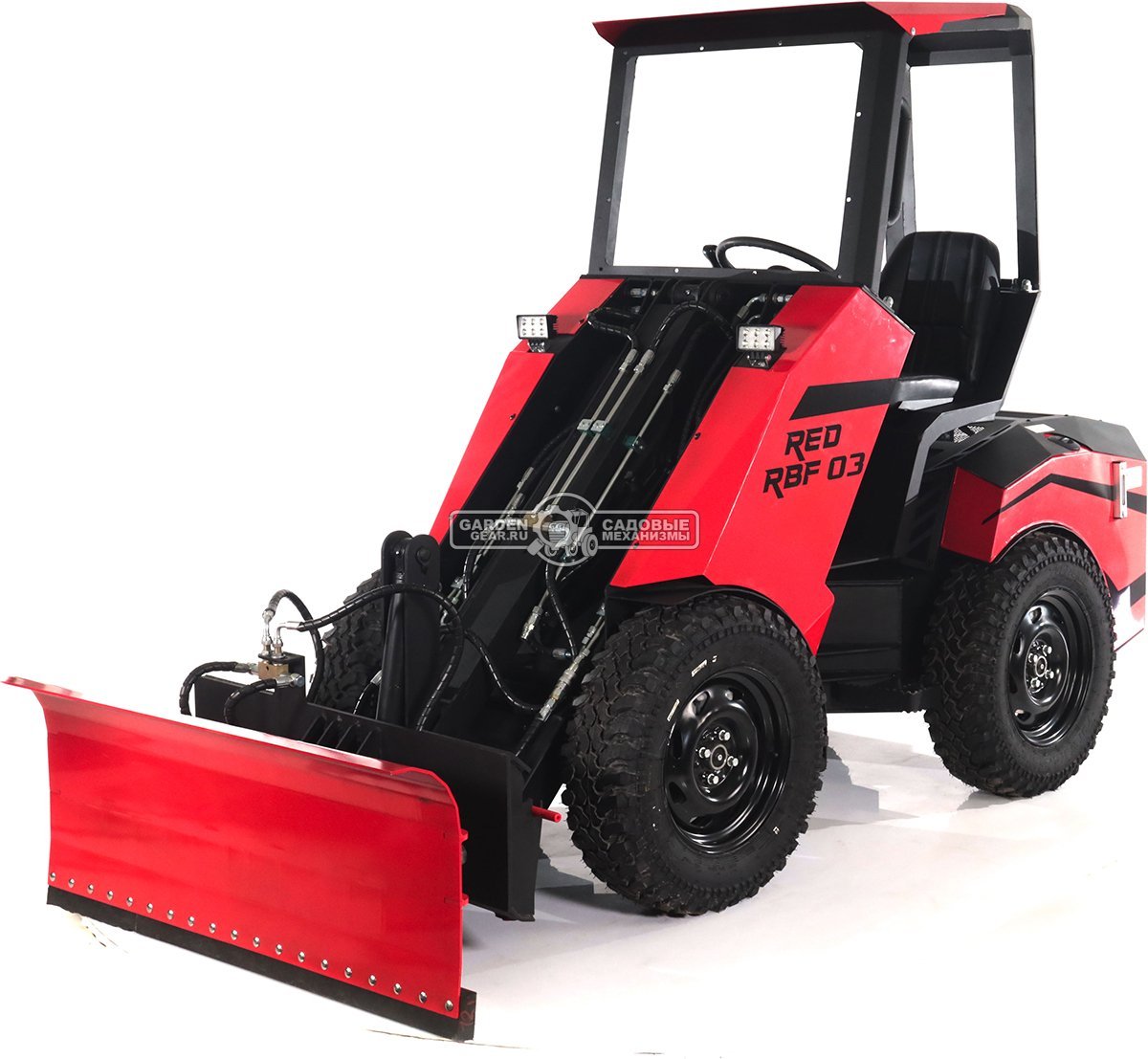 Мини-погрузчик шарнирно сочленённый RED RBF-03 + бульдозерный отвал (Zongshen GB750EFI 30 л.с., грузоподъемность до 700 кг., ковш 150 л., 1270 кг.)