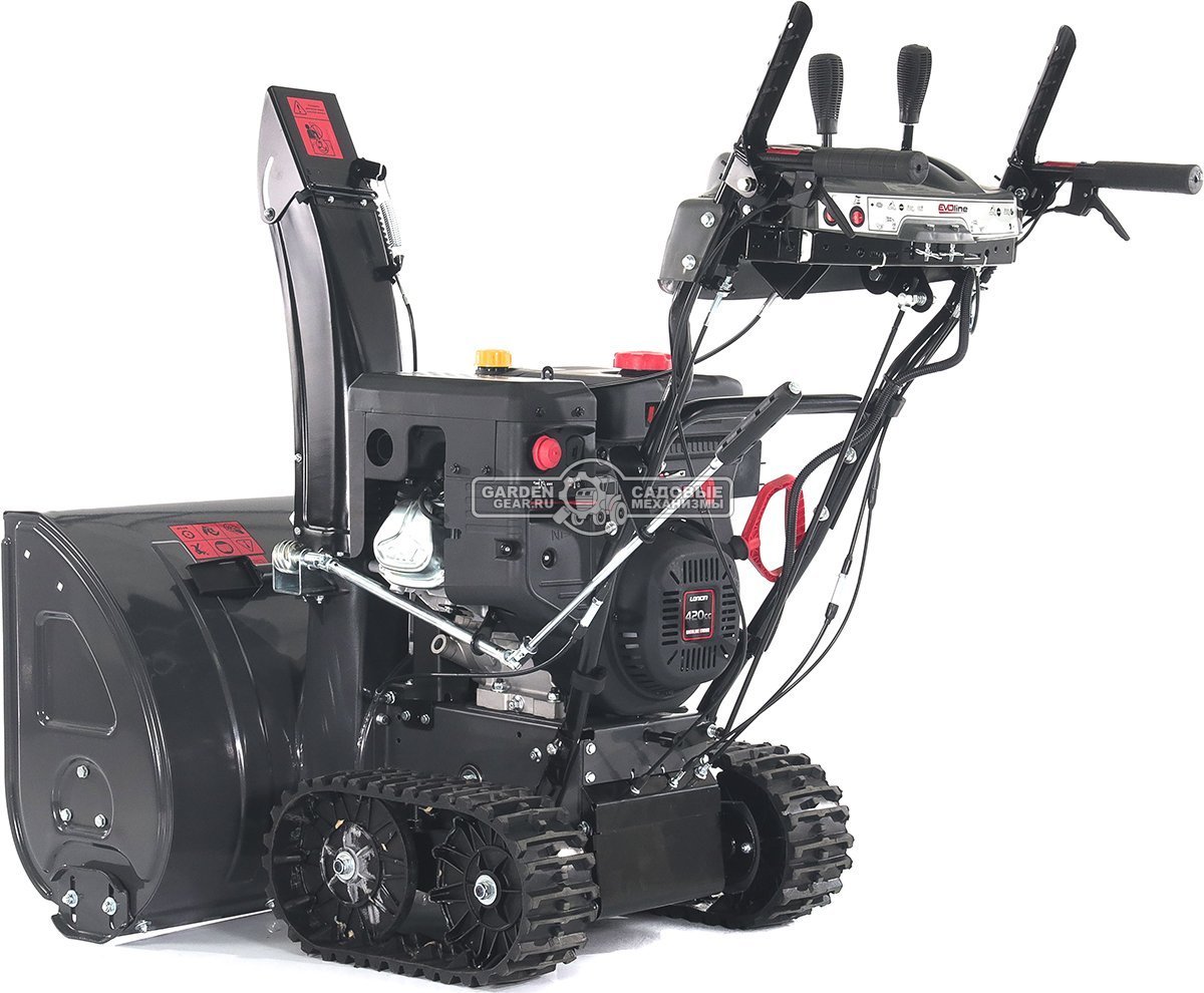 Снегоуборщик Evoline SBG 760 TLE гусеничный (PRC, 76 см, Loncin, 420 см3, эл/стартер 220В, фара, разблокировка гусениц, подогрев рукояток, 130 кг)