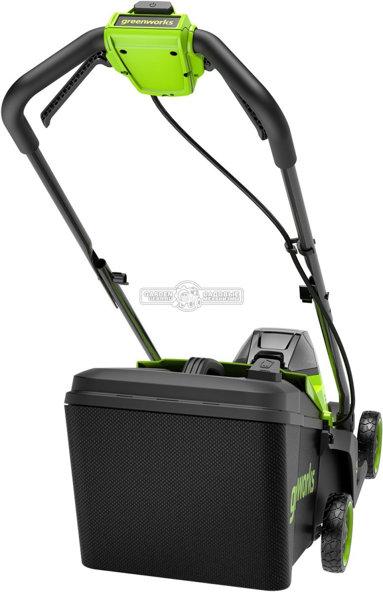 Газонокосилка аккумуляторная GreenWorks GD24LM331 с АКБ 2 А/ч и ЗУ (PRC, BL 24В, 33 см, пластик, мульчирование, травосборник 30 л, 9.9 кг)