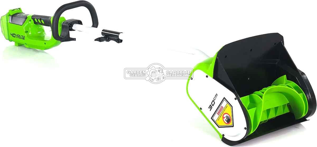 Снегоуборщик аккумуляторный / лопата GreenWorks GD40SS30 с АКБ 4 А/ч и ЗУ (PRC, BL 40В, ширина 30 см, 7 кг)