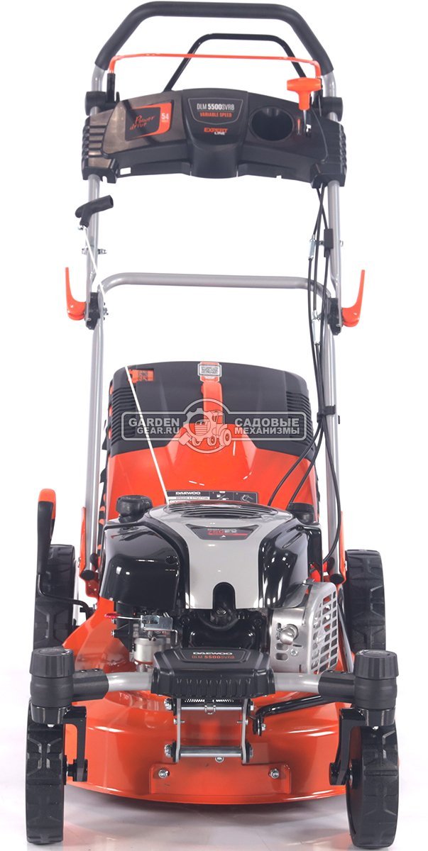 Газонокосилка бензиновая Daewoo DLM 5500SVRB с рояльными колесами (PRC, 54 см, B&S 750EX, 161 см3, 70 л, TURBO X BLADE, вариатор, сталь, 4 в 1, 36 кг)