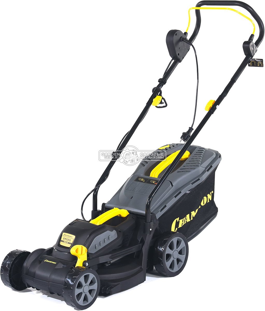 Газонокосилка электрическая Champion EM3312 (PRC, 1200 Вт, 33 см, пластик, 30 л, 9.3 кг)