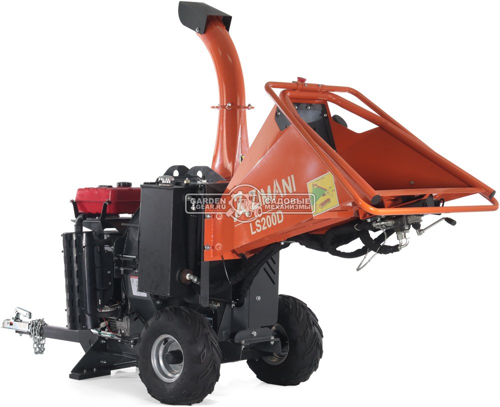 Измельчитель веток ZimAni LS 200 D (PRC, Loncin 764 куб.см., 30 л.с., с эл.старт, вал подачи, дисковый, ветки до 200 мм, одноосный прицеп, 415 кг)