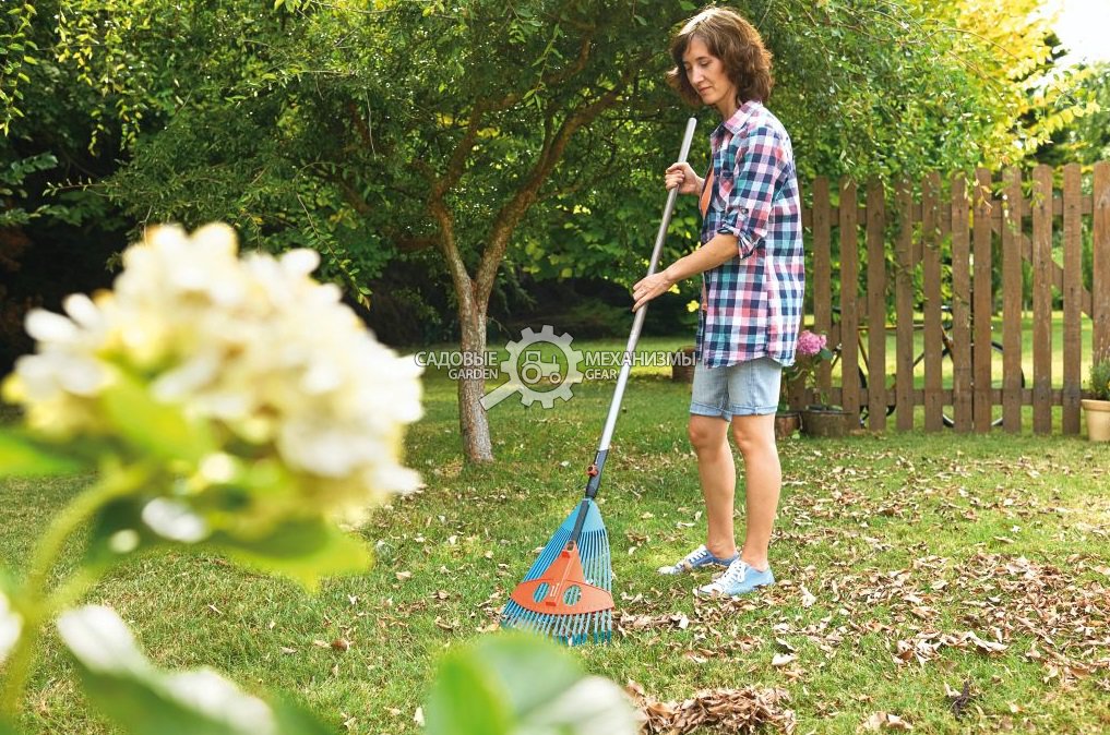 Грабли веерные пластиковые Gardena регулируемые, 35-52 см. (без рукоятки, комбисистема)