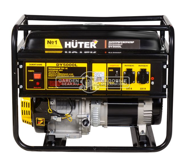 Бензиновый генератор Huter DY5000L (PRC, Huter 337 см3, 230 В, 4 кВт, 22 л, 65.2 кг)
