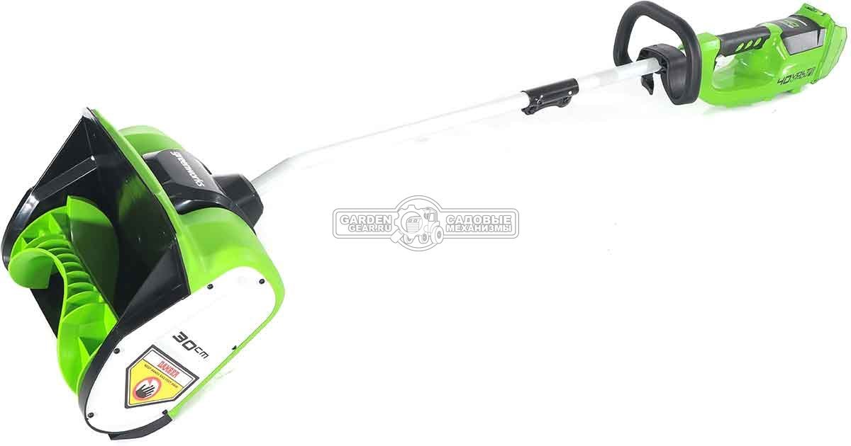 Снегоуборщик аккумуляторный / лопата GreenWorks GD40SS30 с АКБ 4 А/ч и ЗУ (PRC, BL 40В, ширина 30 см, 7 кг)