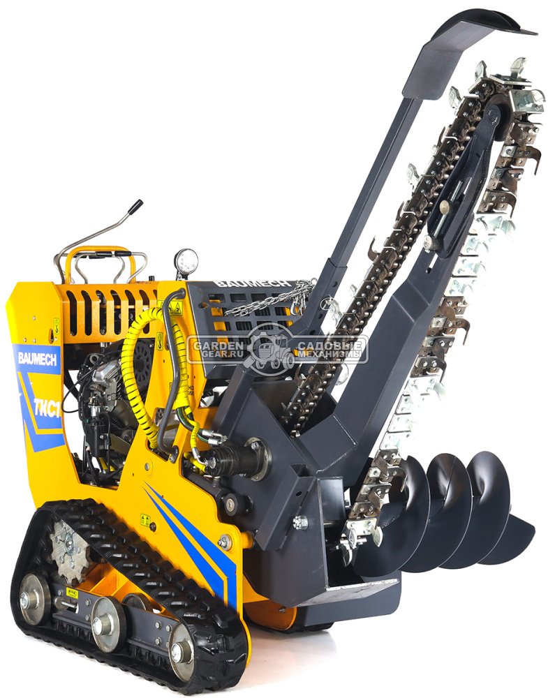 Самоходный гусеничный траншеекопатель Baumech ТКС1 с двигателем Zongshen GB750 EFI V-Twin инжектор (скорость копки грунта до 60 м/ч), 762 кг.