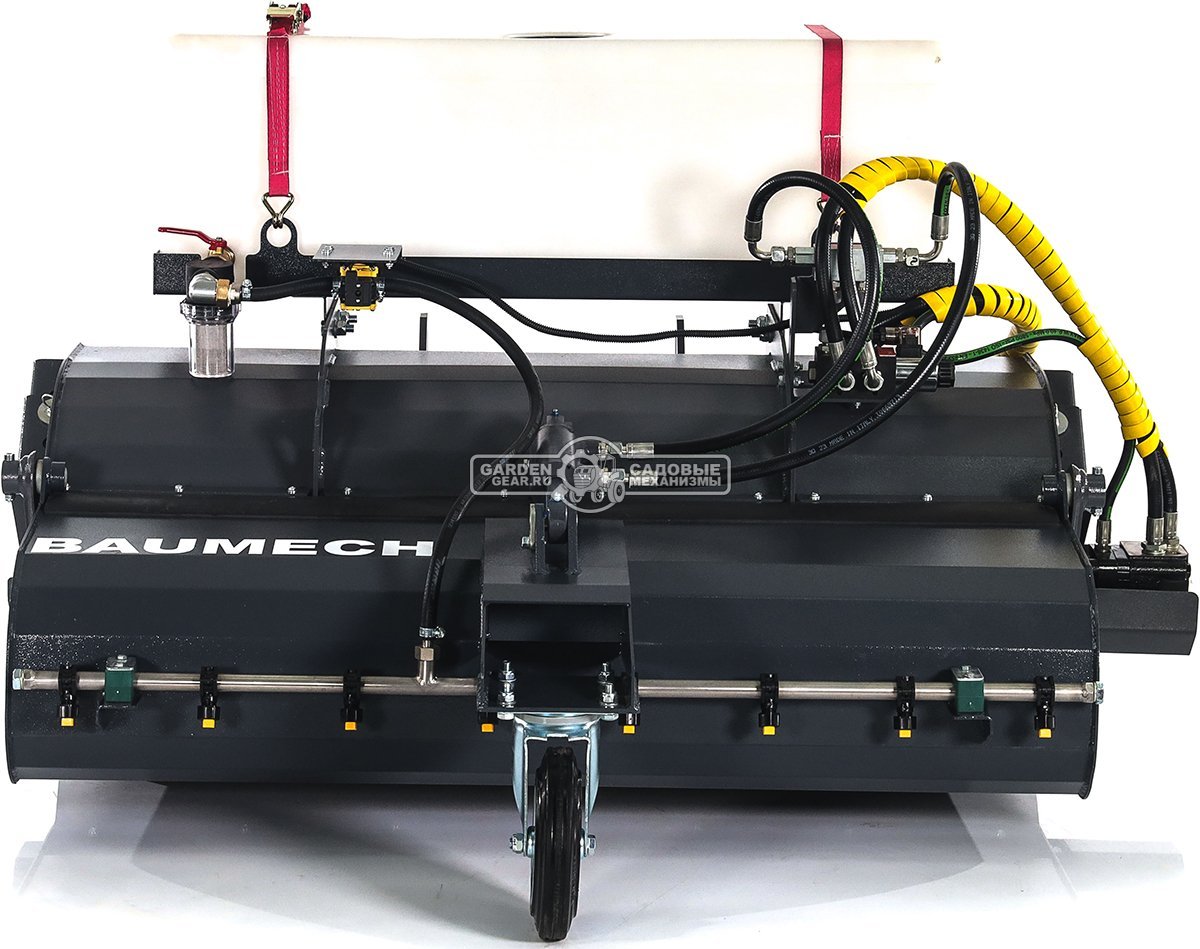 Щетка бункерная Baumech с системой орошения ширина 110 см., объем бункера 100 л., выгрузка гидравлическая, диаметр 400 мм., 180 кг.