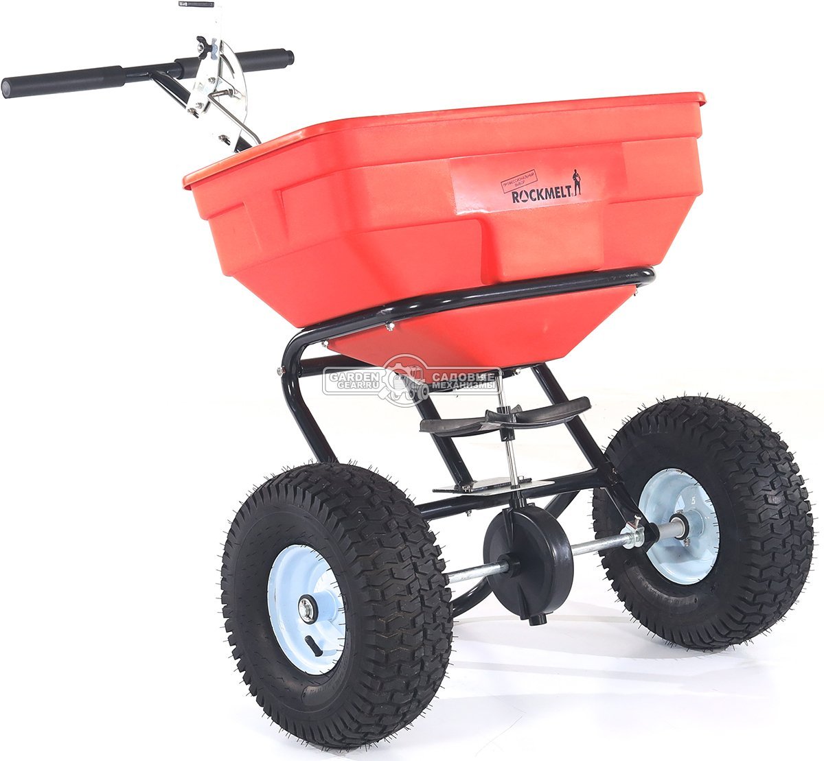 Тележка - разбрасыватель для удобрений, песка и реагентов RockMelt TC2036 оранжевая (PRC, 35 л / 35 кг, пневмоколеса 15"x6.00-6, вес 13.7 кг)