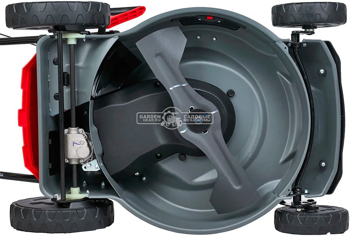 Газонокосилка бензиновая EVOline LMG 53 CVH (PRC, 53 см, Honda GCV 200, 201 см3, вариатор, 4 в 1, 70 л, сталь, 40 кг)