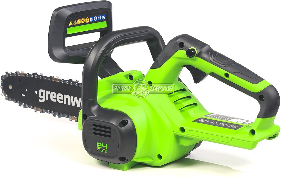 Пила аккумуляторная цепная GreenWorks G24CS25 10&quot; c АКБ 4 А/ч и ЗУ (PRC, 24В, 3/8&quot;-1.1-46E, 2.7 кг)
