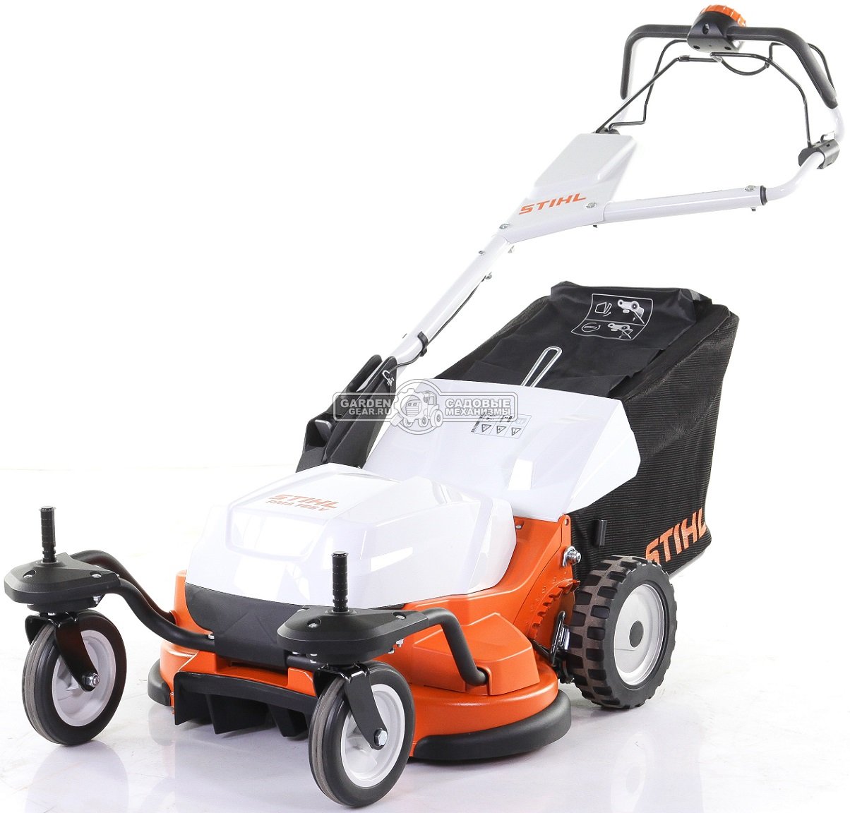 Газонокосилка аккумуляторная Stihl RMA 765.0 V самоходная с 2 x AP300S, ADA 700 и AL500 (AUT, 36В Pro, 63 см., вариатор, 80 л., алюминий, 44 кг.)