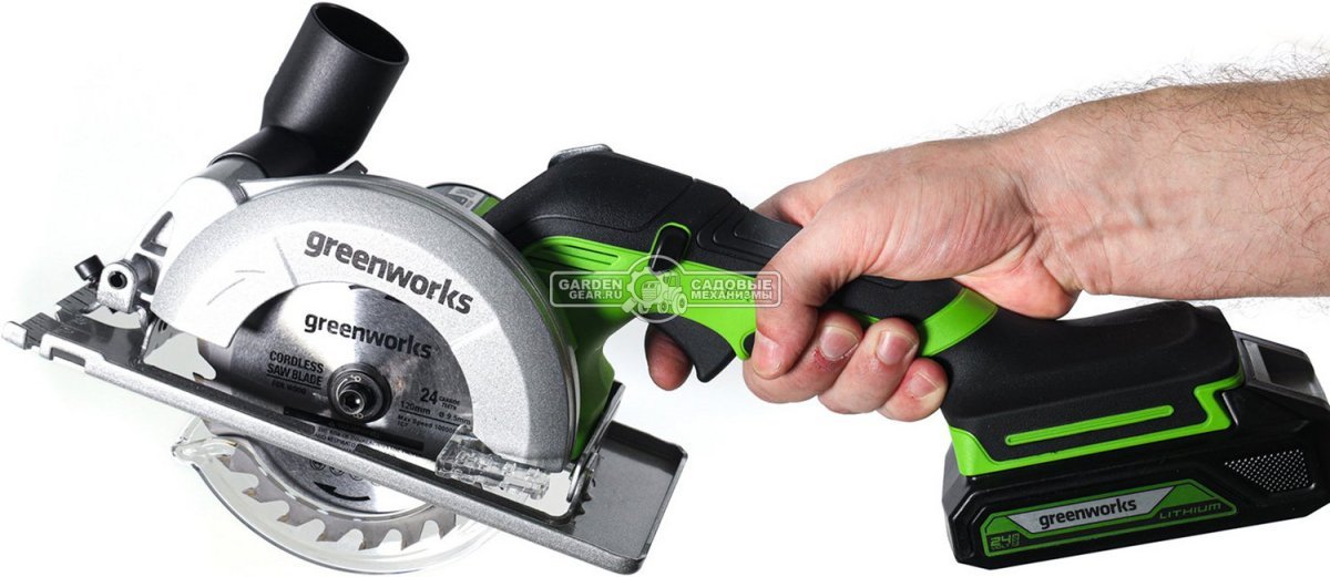 Минипила циркулярная аккумуляторная GreenWorks G24MCS без АКБ и ЗУ (PRC, BL 24В, 115 мм, 2 кг)