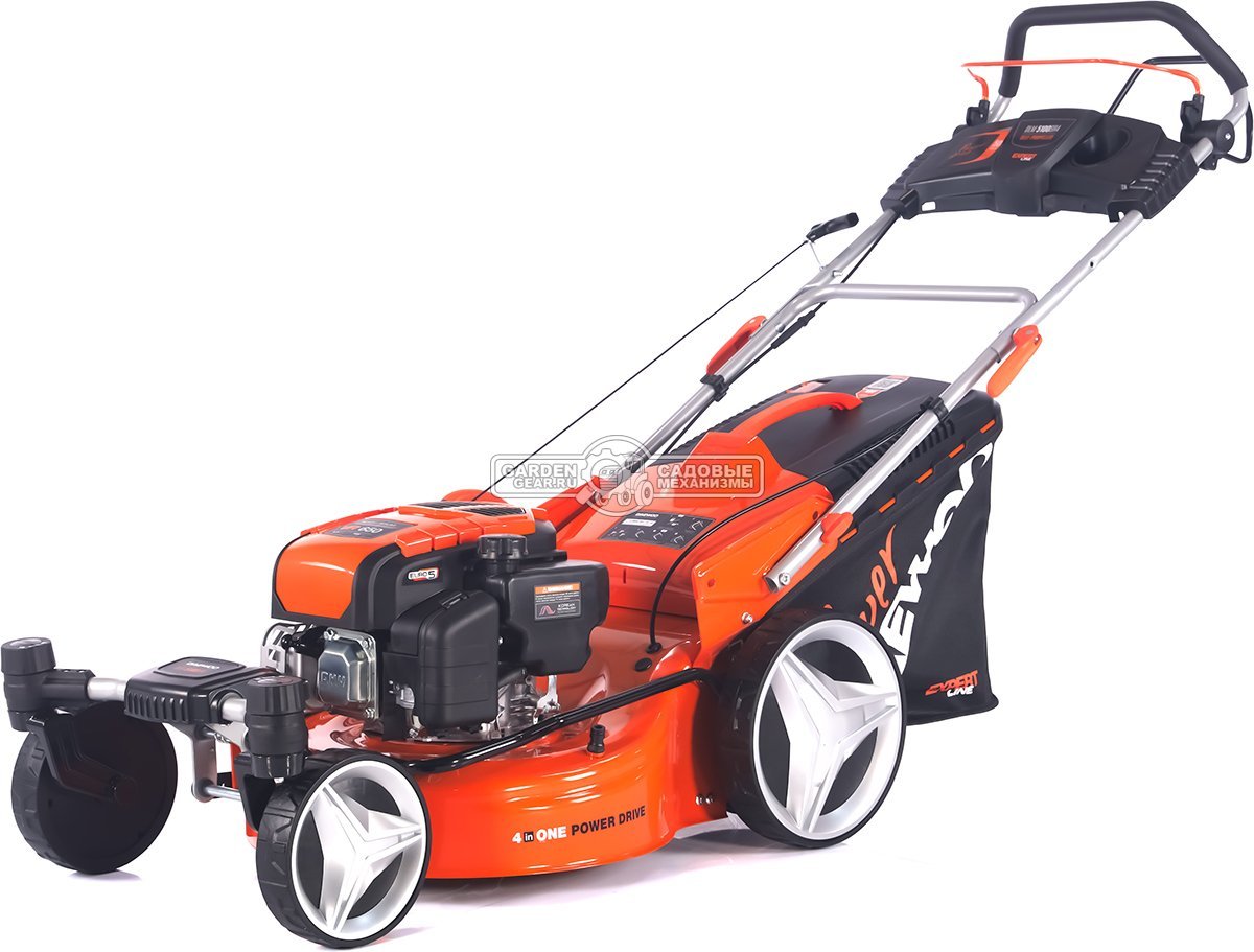 Газонокосилка бензиновая Daewoo DLM 5100SR4 с рояльными колесами (PRC, 50 см, Daewoo 165 см3, 70 л, TURBO X BLADE, сталь, 4 в 1, 32 кг)