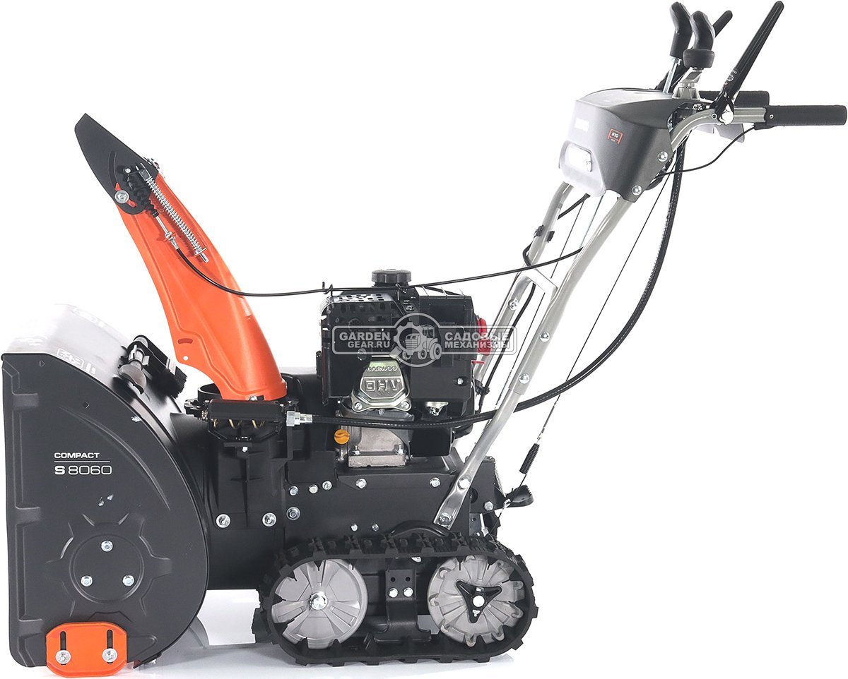 Снегоуборщик Daewoo S 8060 гусеничный (PRC, 61 см., Daewoo, 220 куб.см., эл/стартер 21В, фара, скорости 6/2, подогрев рукояток, 83 кг.)