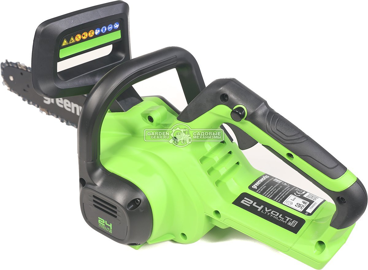 Пила аккумуляторная цепная GreenWorks G24CS25 10&quot; c АКБ 4 А/ч и ЗУ (PRC, 24В, 3/8&quot;-1.1-46E, 2.7 кг)