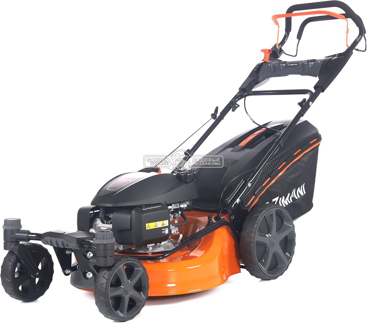 Газонокосилка бензиновая ZimAni LC251HVR с рояльными колесами (PRC, 51 см, Honda 166 см3, 3 в 1, Quattro Blade, вариатор, 70 л, 40 кг)