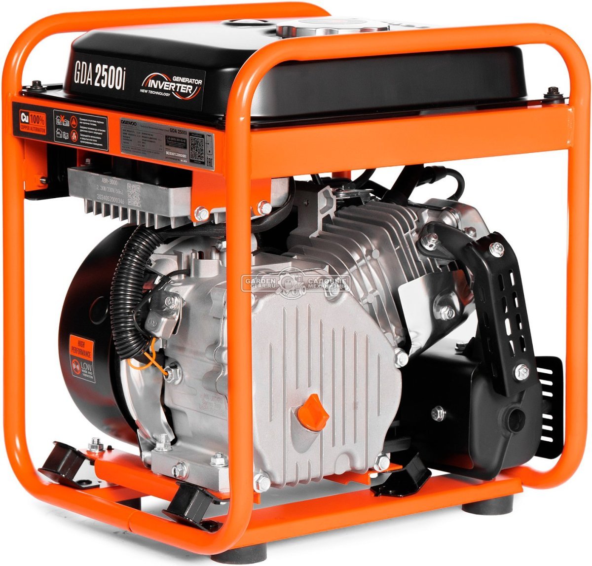 Бензиновый генератор инверторный Daewoo GDA 2500i (PRC, Daewoo, 208 см3, 2.2/2.5 кВт, 6 л, рама, 22 кг)