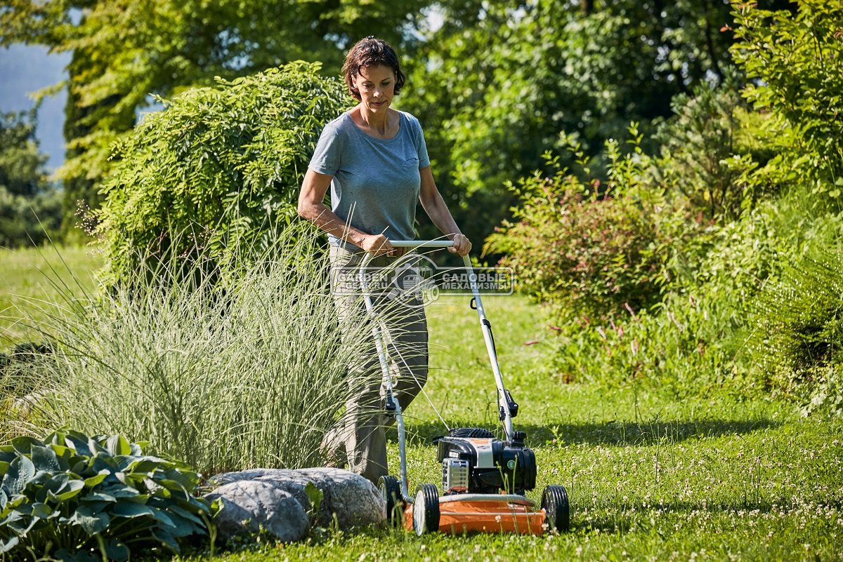 Газонокосилка бензиновая Stihl RM 2.1 R мульчирующая (AUT, 46 см, несамоходная, Stihl EVC 200.2, 139 куб.см., сталь, 23 кг.)