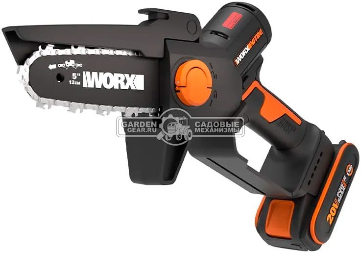 Аккумуляторный цепной сучкорез - минипила Worx WG325E.9 без АКБ и ЗУ (PRC, BL 20В, шина 5"/12.7 см, 1/4"-1.1-28Е, 1.1 кг)