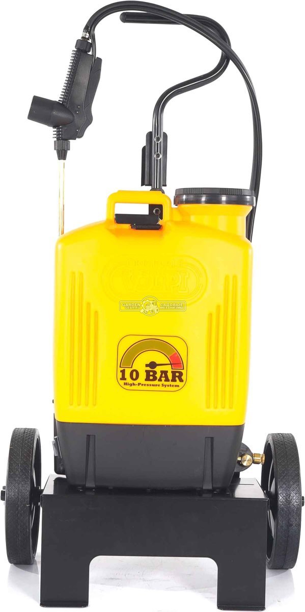 Опрыскиватель аккумуляторный Volpi Elettrolithium 10 BAR 15L CAR с тележкой (ITA, Li-Ion 12В, 8 А/ч, 15 л, 10 Бар, 14 кг)