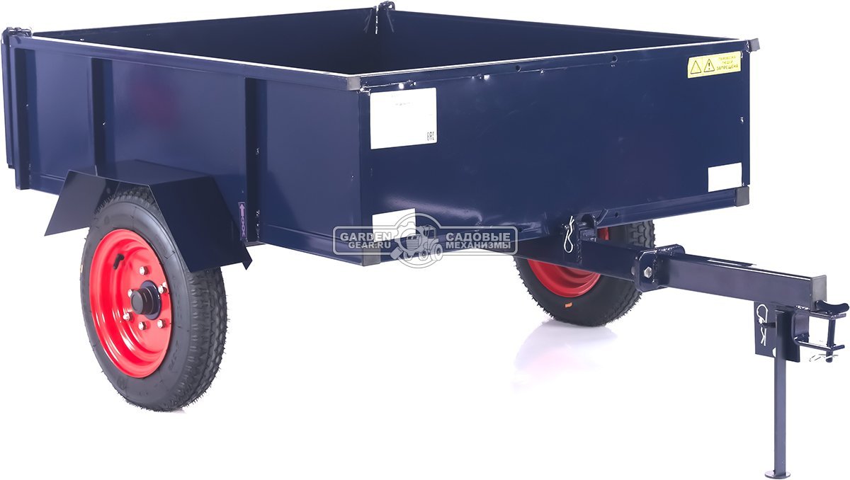 Тележка - прицеп GardenGear 400 кг. к садовому трактору, с механизмом опрокидывания (1230х1000 мм, металл, пневмоколеса, 60 кг)