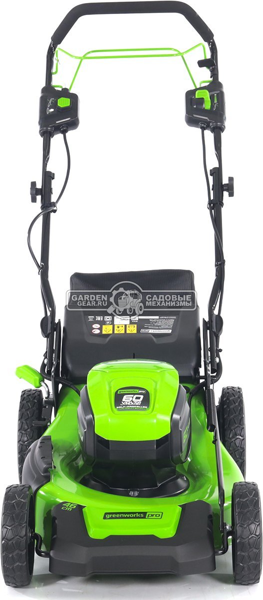 Газонокосилка аккумуляторная самоходная GreenWorks GD60LM46SP без АКБ и ЗУ (PRC, BL 60В, сталь, 46 см, 3 в 1, 52 л, 28 кг)