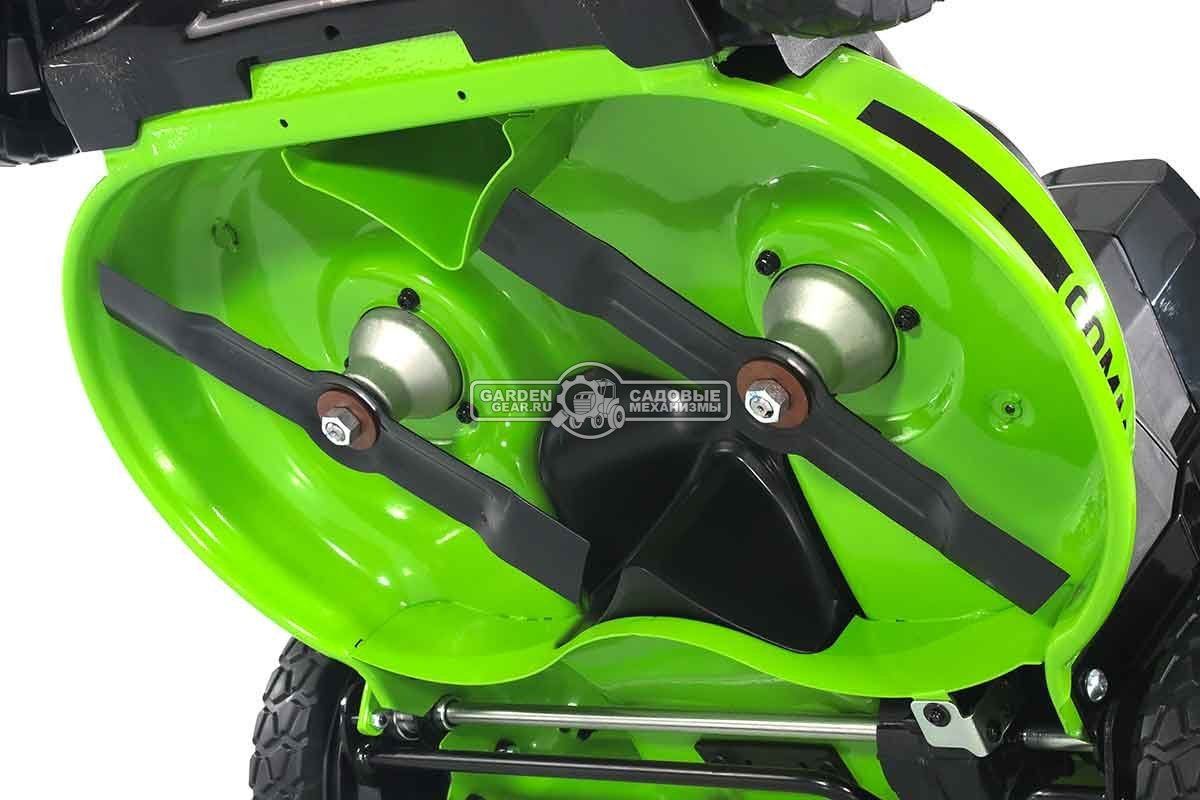 Газонокосилка аккумуляторная самоходная GreenWorks GC82LM61S TwinForce без АКБ и ЗУ (PRC, BL 82В, 61 см, сталь, 2 слота для АКБ, мульч., 70 л, 32 кг)