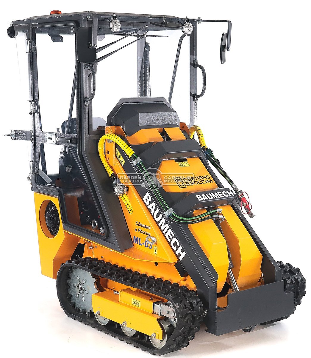 Универсальная машина мини-погрузчик Baumech ML-03 Pro с зимней кабиной с двигателем Honda GX630 V-Twin