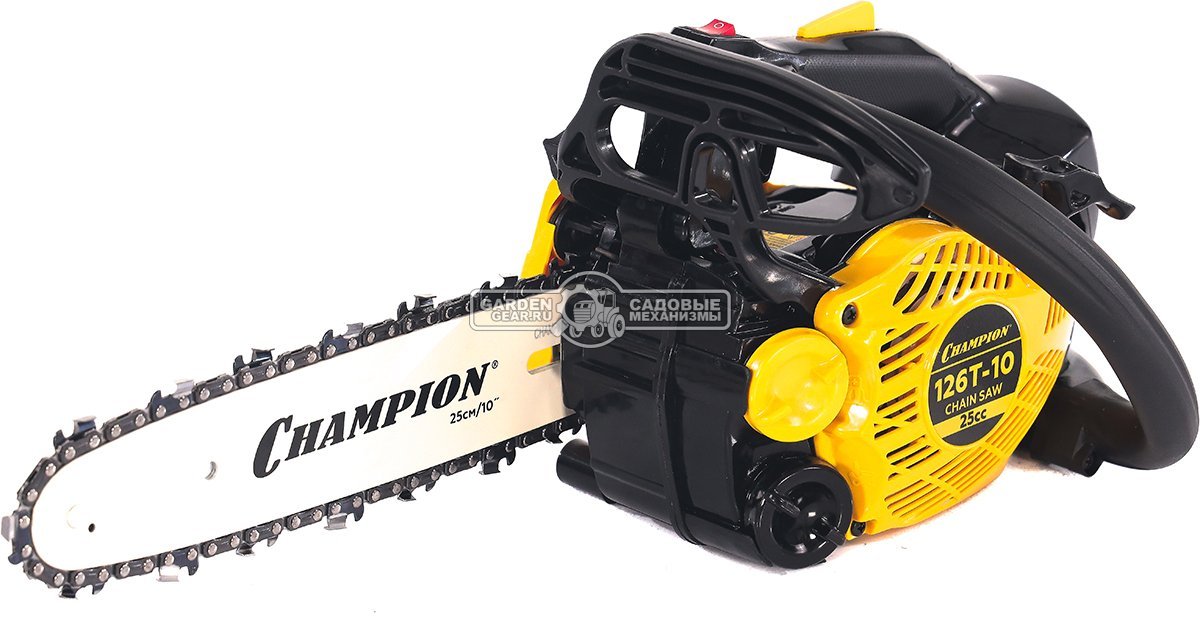 Бензопила сучкорез одноручная Champion 126T 10" (PRC, 25 куб.см., 1.15 кВт/1.54 л.с., 3/8"-1.3-40E, 2.4 кг)