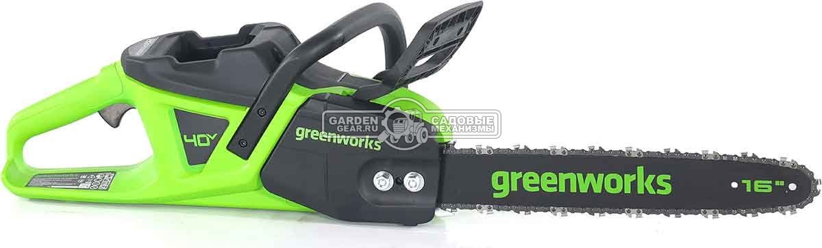 Пила аккумуляторная цепная GreenWorks GD40CS20X 16" без АКБ и ЗУ (PRC, BL 40В, 3/8"-1.1-56E, 4.2 кг)