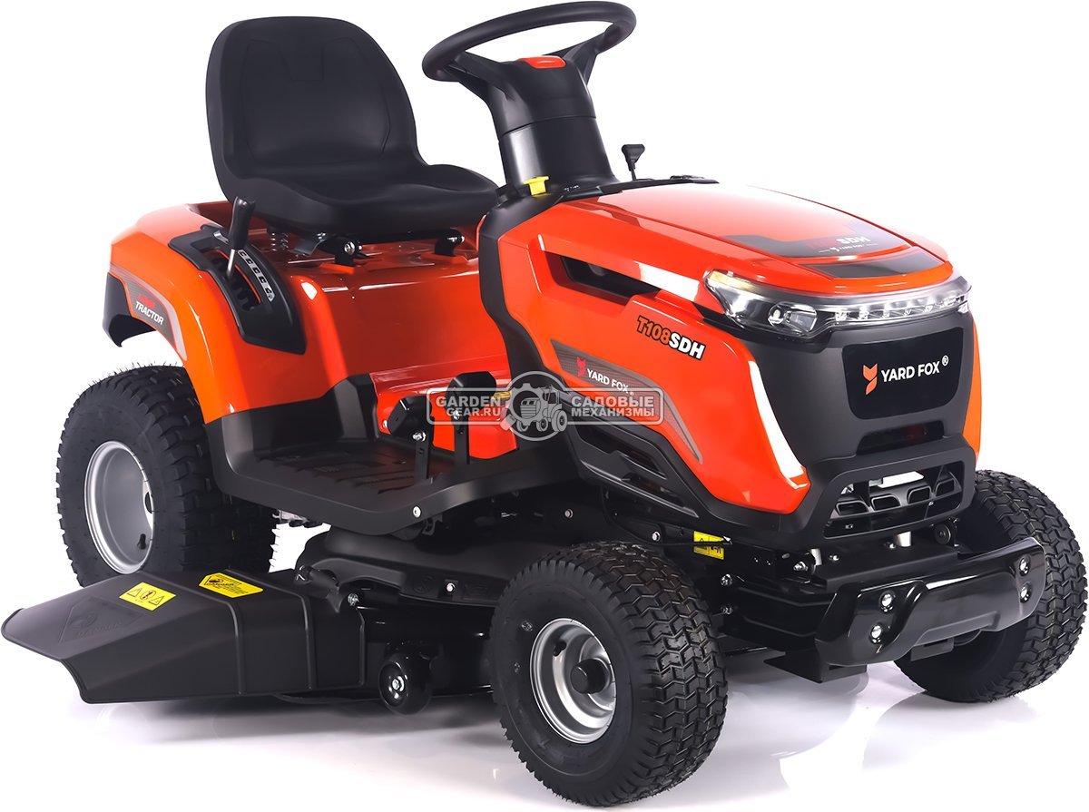 Садовый трактор Yard Fox Optima T 108 SDH (PRC, Loncin V-Twin 586 куб.см., гидростатика, боковой выброс, ширина кошения 108 см, 200 кг)
