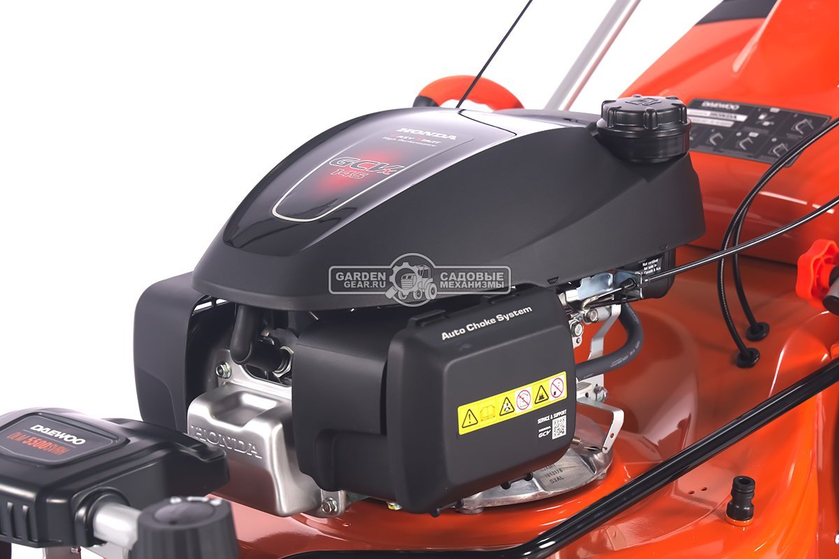 Газонокосилка бензиновая Daewoo DLM 5500SVRH с рояльными колесами (PRC, 54 см, Honda GCV 145 см3, 70 л, Turbo X Blade, вариатор, сталь, 4 в 1, 36 кг)