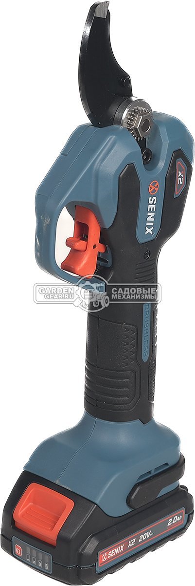 Аккумуляторный секатор Senix GPSX2-M1-EU с АКБ 2 А/ч и ЗУ (PRC, BL 20В, ветки до 38 мм, 1.05 кг)
