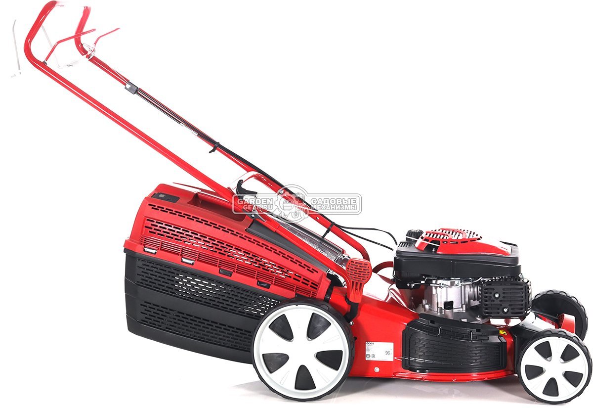 Газонокосилка бензиновая Geos Comfort 46 SP-S Plus (PRC, 46 см, Sanli, 140 см3, сталь, 4 в 1, 65 л, 32 кг)