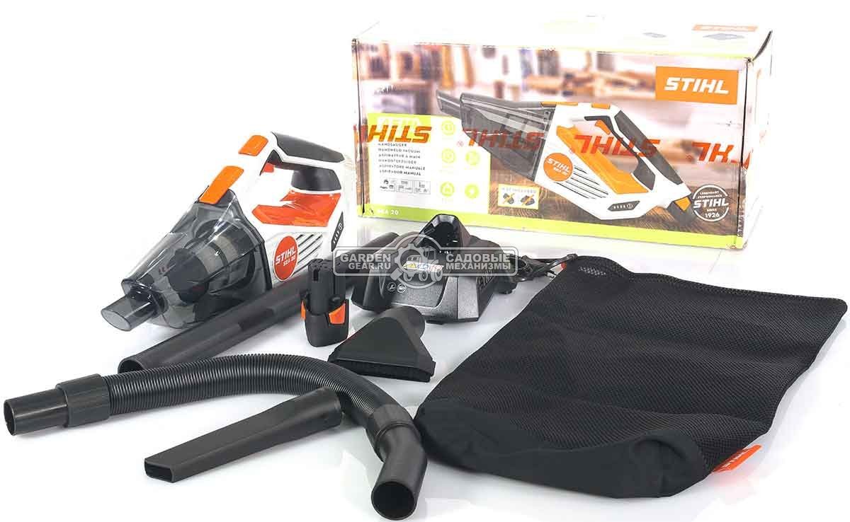 Пылесос аккумуляторный Stihl SEA 20 SET c AS2 и AL1 (PRC, 10,8В, 2,5 Ач, 1020 л/мин, 80 мбар, контейнер 0,75 л, сумка, 1,1 кг.)