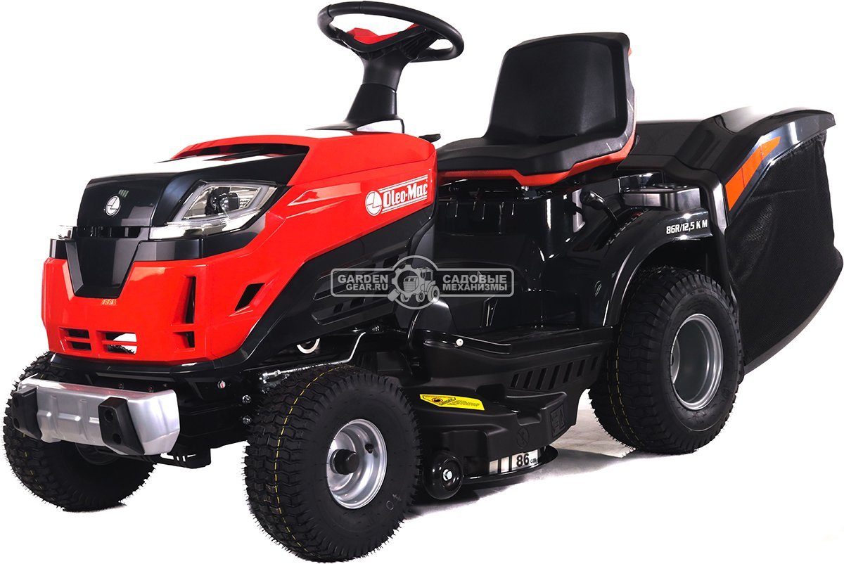 Садовый трактор Oleo-Mac OM 86R/12,5 К M (PRC, Emak K 1250 AVD, 413 см3, 86 см., механика, травосборник 300 л., 190 кг.)