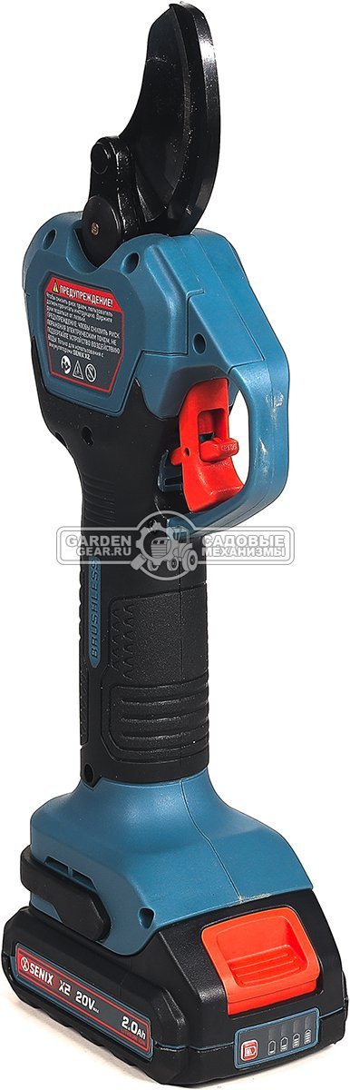 Аккумуляторный секатор Senix GPSX2-M1-EU с АКБ 2 А/ч и ЗУ (PRC, BL 20В, ветки до 38 мм, 1.05 кг)