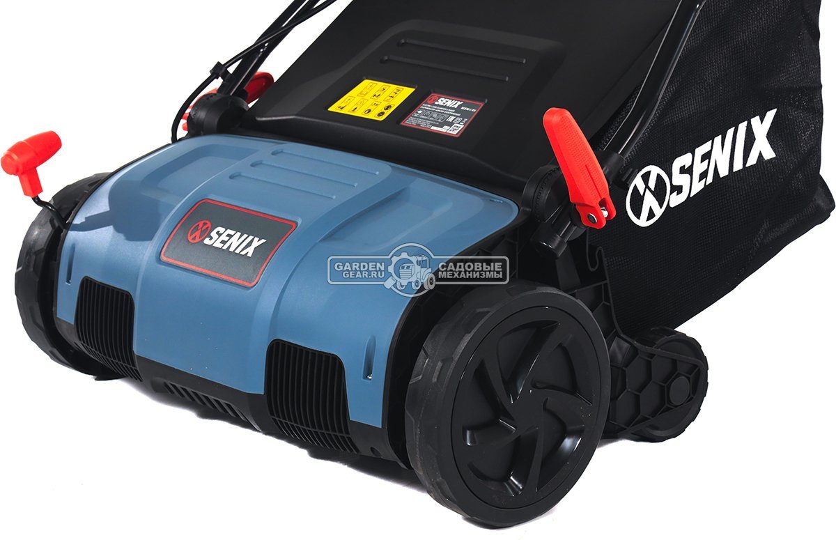 Вертикуттер - аэратор электрический Senix SCE16-L-EU (PRC, 1600 Вт, 38 см, ножи + пружины, пластик, 50 л, 8.1 кг)