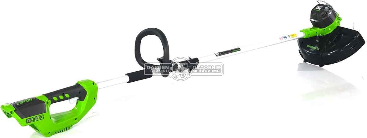 Триммер аккумуляторный GreenWorks G40LT с АКБ 4 А/ч и ЗУ (PRC, 40В, леска 1.65 мм, 3 кг)
